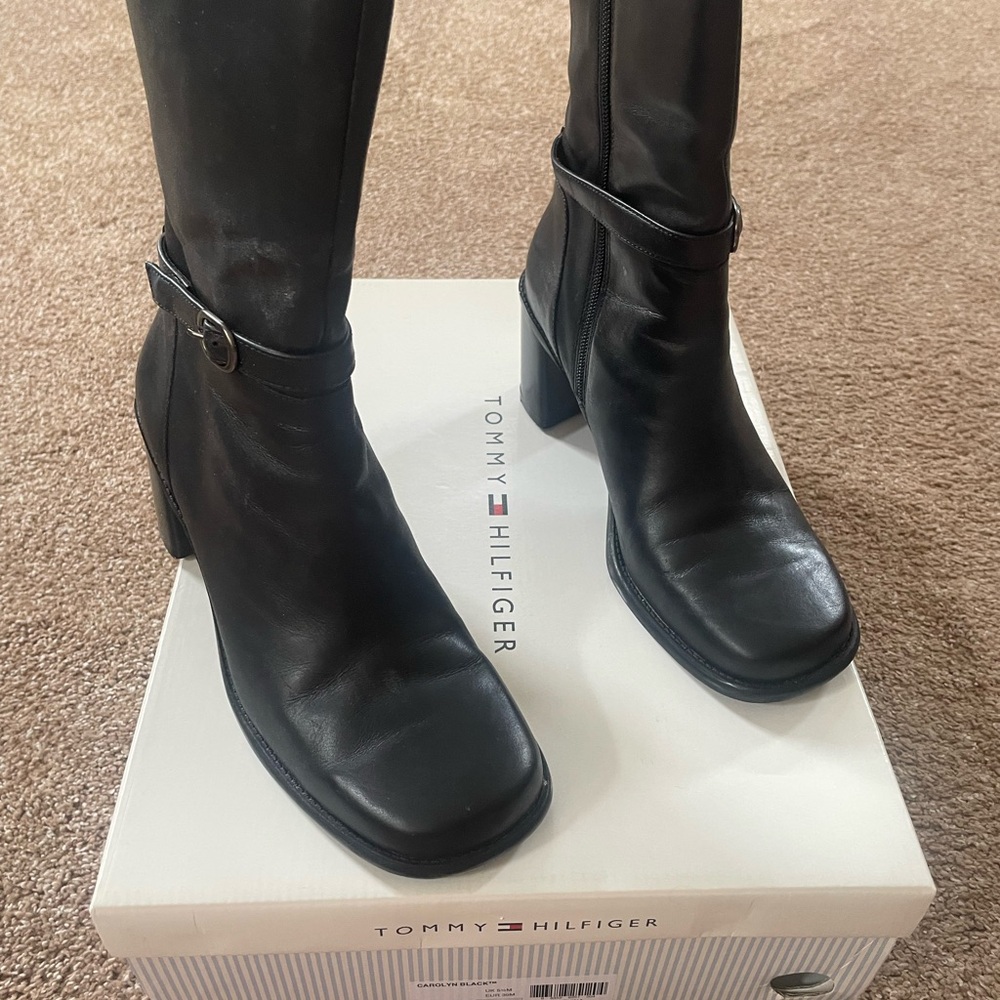 Tommy Hilfiger Black Heeled Boots for Women